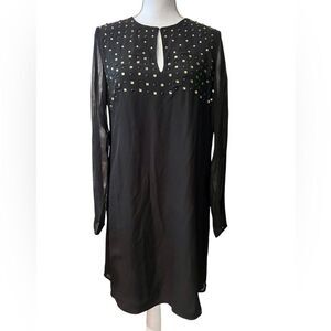 Diane Von Furstenberg 100% Silk Embellished Long Sleeve Dress Size 10
